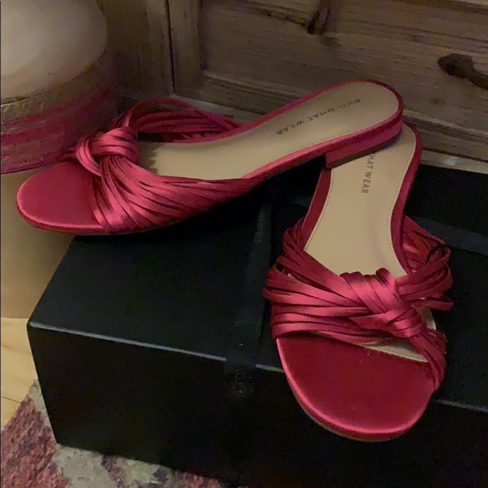 Satin Knodded slide sandals- fuchsia